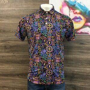 Sunday Swagger Mens Large Neon Golf Polo Shirt Black Machine Dice